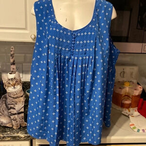 D womens Roamans casual sleeveless blue plus size top 24W